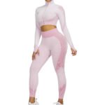 ⁦Ensemble de sport extensible pour femme 2 Pcs - Rose⁩ - الصورة ⁦3⁩