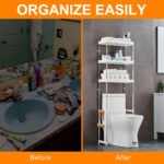 ⁦Étagère de salle de bain au-dessus des toilettes à 3 niveaux⁩ - الصورة ⁦3⁩