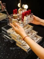 ⁦Boîte de rangement de maquillage acrylique avec 3 tiroirs     h⁩ - الصورة ⁦4⁩