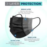 ⁦Lot de 50Pcs Bavettes jetables à trois couches - علبة كمامات سوداء⁩ - الصورة ⁦2⁩