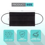 ⁦Lot de 50Pcs Bavettes jetables à trois couches - علبة كمامات سوداء⁩ - الصورة ⁦3⁩