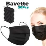 Lot de 50Pcs Bavettes jetables à trois couches - علبة كمامات سوداء