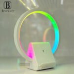 ⁦Lampe de chevet avec chargeur sans fil, haut-parleurs Bluetooth rechargeables  support de charge rapide, 15W⁩ - الصورة ⁦4⁩