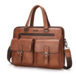 Cartable Homme en Simili Cuir Design Élégant Jeep Marron - حقيبة جلدية لون بني