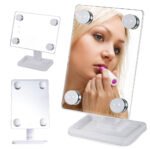 Miroir de Maquillage avec 4 ampoules LED Contrôle tactile intelligent et rotation à 360° - مرآة المكياج