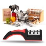 ⁦Aiguisoir de couteaux a 3 étapes en acier diamant enduit de céramique , outils d'affûtage de cuisine⁩ - الصورة ⁦2⁩
