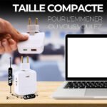 ⁦Pack 2 Multiprise Murale Plate Derrière Meuble avec USB - مقبس طاقة⁩ - الصورة ⁦2⁩