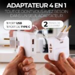 ⁦Pack 2 Multiprise Murale Plate Derrière Meuble avec USB - مقبس طاقة⁩ - الصورة ⁦6⁩