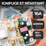 ⁦Pack 2 Multiprise Murale Plate Derrière Meuble avec USB - مقبس طاقة⁩ - الصورة ⁦5⁩