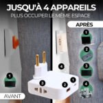 ⁦Pack 2 Multiprise Murale Plate Derrière Meuble avec USB - مقبس طاقة⁩ - الصورة ⁦4⁩
