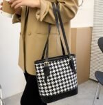 ⁦Sacs à bandoulière pied-de-poule Vintage pour femmes grande capacité⁩ - الصورة ⁦3⁩