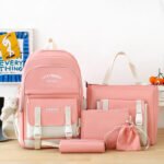 ⁦Ensemble de sacs d’école Kawai pour adolescents 5Pcs YISIYUAN Rose – محفظة 5 قطع كاواي وردي⁩ - الصورة ⁦2⁩