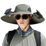 ⁦Chapeau de soleil à large bord avec double ventilateur - قبعة للحماية من الشمس مع مروحات⁩ - الصورة ⁦7⁩