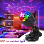 Lampe d’ambiance LED USB pour voiture avec rotation automatique RGB
