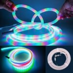 ⁦Bande LED Néon RGB motif réticulaire rond à 360 degrés flexible – شريط إضاءة ملونة⁩ - الصورة ⁦4⁩