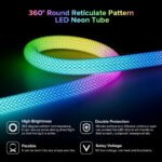 ⁦Bande LED Néon RGB motif réticulaire rond à 360 degrés flexible – شريط إضاءة ملونة⁩ - الصورة ⁦3⁩