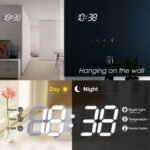 ⁦Horloge Murale numérique LED Blanche 3D GH0720L – ساعة رقمية تصميم ثلاثي الأبعاد⁩ - الصورة ⁦6⁩