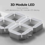 ⁦Horloge Murale numérique LED Blanche 3D GH0720L – ساعة رقمية تصميم ثلاثي الأبعاد⁩ - الصورة ⁦4⁩