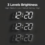 ⁦Horloge Murale numérique LED Blanche 3D GH0720L – ساعة رقمية تصميم ثلاثي الأبعاد⁩ - الصورة ⁦3⁩