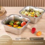 ⁦Râpe multifonctionnelle Delaval en acier inoxydable avec panier d’égouttage 3EN1 – مفرمة وقطاعة خضر متعددة الإستعمالات⁩ - الصورة ⁦6⁩