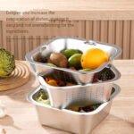 ⁦Râpe multifonctionnelle Delaval en acier inoxydable avec panier d’égouttage 3EN1 – مفرمة وقطاعة خضر متعددة الإستعمالات⁩ - الصورة ⁦5⁩