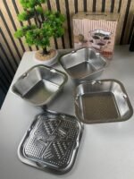 ⁦Râpe multifonctionnelle Delaval en acier inoxydable avec panier d’égouttage 3EN1 – مفرمة وقطاعة خضر متعددة الإستعمالات⁩ - الصورة ⁦2⁩