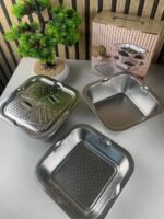 ⁦Râpe multifonctionnelle Delaval en acier inoxydable avec panier d’égouttage 3EN1 – مفرمة وقطاعة خضر متعددة الإستعمالات⁩ - الصورة ⁦3⁩