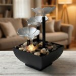 ⁦Fontaine décorative en forme de pétales avec lumières LED et pierres – نافورة مياه بعدة طبقات⁩ - الصورة ⁦5⁩