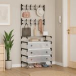 ⁦Porte-chaussures à 3 niveaux avec 8 crochets doubles pour l'entrée - علاقة ملابس ومنظم أحذية⁩ - الصورة ⁦2⁩