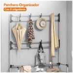 ⁦Porte-chaussures à 3 niveaux avec 8 crochets doubles pour l'entrée - علاقة ملابس ومنظم أحذية⁩ - الصورة ⁦9⁩