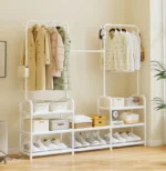 ⁦Porte Manteau et Organisateur de Chaussures en Métal de Grande Capacité - علاقة ملابس ومنظم أحذية 2في1⁩ - الصورة ⁦6⁩