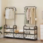 ⁦Porte Manteau et Organisateur de Chaussures en Métal de Grande Capacité - علاقة ملابس ومنظم أحذية 2في1⁩ - الصورة ⁦7⁩