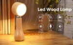 ⁦Lampe LED Motif en bois portable sans fil rechargeable à interrupteur tactile 4000K - مصباح مكتب يعمل باللمس⁩ - الصورة ⁦6⁩