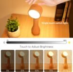 ⁦Lampe LED Motif en bois portable sans fil rechargeable à interrupteur tactile 4000K - مصباح مكتب يعمل باللمس⁩ - الصورة ⁦4⁩