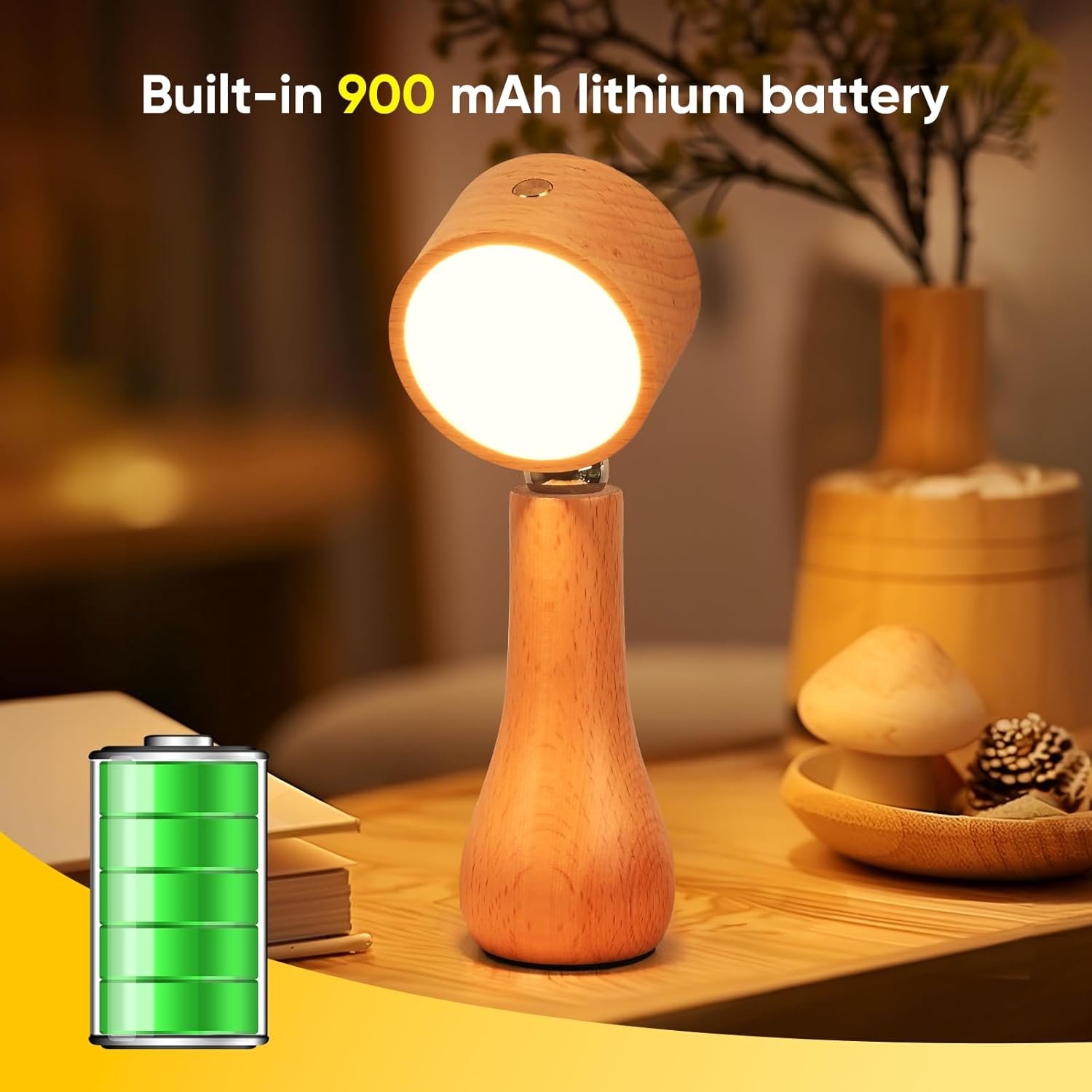 1774861374767_ziac3vzg_71mva0gq1al._ac_sl1500_ Lampe LED Motif en bois portable sans fil rechargeable à interrupteur tactile 4000K - مصباح مكتب يعمل باللمس - الصورة 1