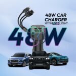 ⁦Chargeur de voiture à 3 ports avec câble de charge 3 en 1 intégré (Lightning/Type-C/Micro USB) - شاحن سيارة⁩ - الصورة ⁦9⁩