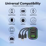 ⁦Chargeur de voiture à 3 ports avec câble de charge 3 en 1 intégré (Lightning/Type-C/Micro USB) - شاحن سيارة⁩ - الصورة ⁦6⁩