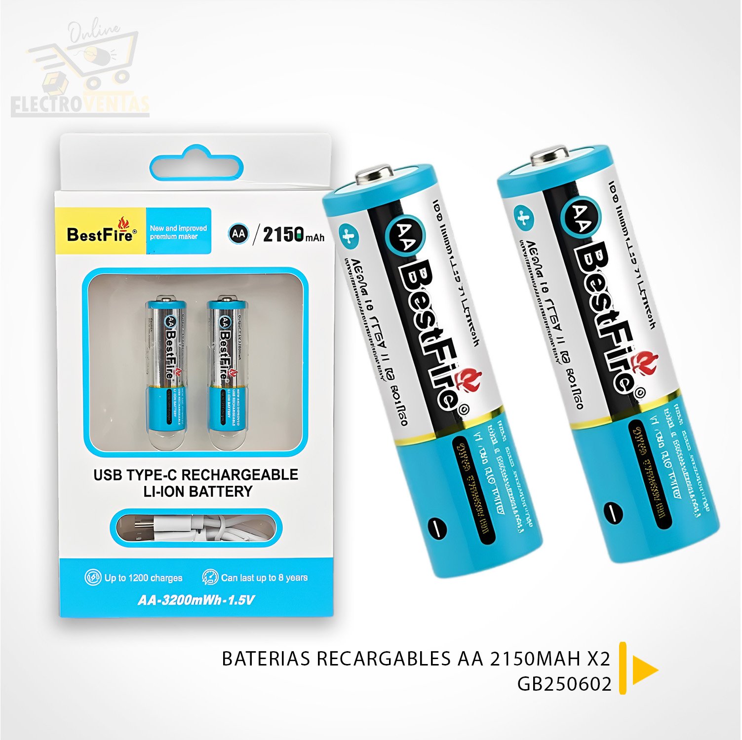 1775484339276_n4tu3by3_principal-copia-11 BestFire AA USB Type-C 2150mAh Rechargeable Li-ion Battery - 3200mWh(1.5V) - بطارية ليثيوم قابلة لإعادة الشحن - الصورة 1