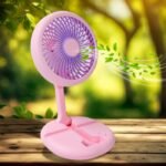 ⁦Ventilateur Pliable Rechargeable avec Support Téléphone - مروحة مكتب ويد قابلة للطي مع حامل هاتف⁩ - الصورة ⁦3⁩