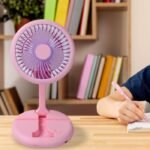⁦Ventilateur Pliable Rechargeable avec Support Téléphone - مروحة مكتب ويد قابلة للطي مع حامل هاتف⁩ - الصورة ⁦2⁩