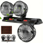 ⁦Ventilateur de Voiture USB Haute Vitesse 360° Réglable 3 Têtes 12/ 24 V - مروحة سيارة قابلة للتعديل بزاوية 360 درجة بثلاثة رؤوس⁩ - الصورة ⁦10⁩