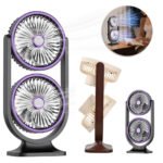 Ventilateur de Bureau Double Tête Rechargeable USB - مروحة المكتب المكتبية المزدوجة بـ 3 سرعات