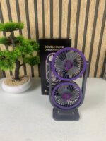 ⁦Ventilateur de Bureau Double Tête Rechargeable USB - مروحة المكتب المكتبية المزدوجة بـ 3 سرعات⁩ - الصورة ⁦3⁩