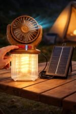 ⁦Lanterne et Ventilateur de Camping Solaire Rechargeable - فانوس ومروحة التخييم بالطاقة الشمسية 2 في 1⁩ - الصورة ⁦7⁩