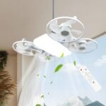 ⁦Ventilateur de Plafond Lumineux Design Drone E27 avec Télécommande - مروحة إضاءة ذكية بتصميم طائرة درون مع يد تحكم⁩ - الصورة ⁦5⁩