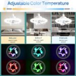 ⁦Ventilateur de Plafond Lumineux E27 avec Éclairage RGB et Télécommande - مروحة السقف الذكية إضاءة ملونة مع ريموت⁩ - الصورة ⁦3⁩