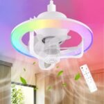 Ventilateur de Plafond Lumineux E27 avec Éclairage RGB et Télécommande - مروحة السقف الذكية إضاءة ملونة مع ريموت