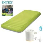 Matelas de Camping Gonflable Intex 64097NP - Technologie Fiber-Tech avec Pompe USB150 - مرتبة التخييم الهوائية "إنتكس" الفردية فائقة الخفة مع مضخة