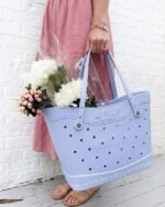 Sac de Plage Eva et Silicone Garni de Trous Grand Cabas Imperméable Tendance pour Été - حقيبة الشاطئ السيليكونية العصرية المقاومة للماء