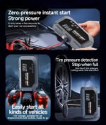 ⁦Booster Batterie et Compresseur d'Air Intelligent 12V avec Écran LCD CTC-936T - مقلع بطارية السيارة وجهاز الطوارئ المتكامل 2 في 1 مع مضخة هواء ذكية وشاشة رقمية⁩ - الصورة ⁦12⁩